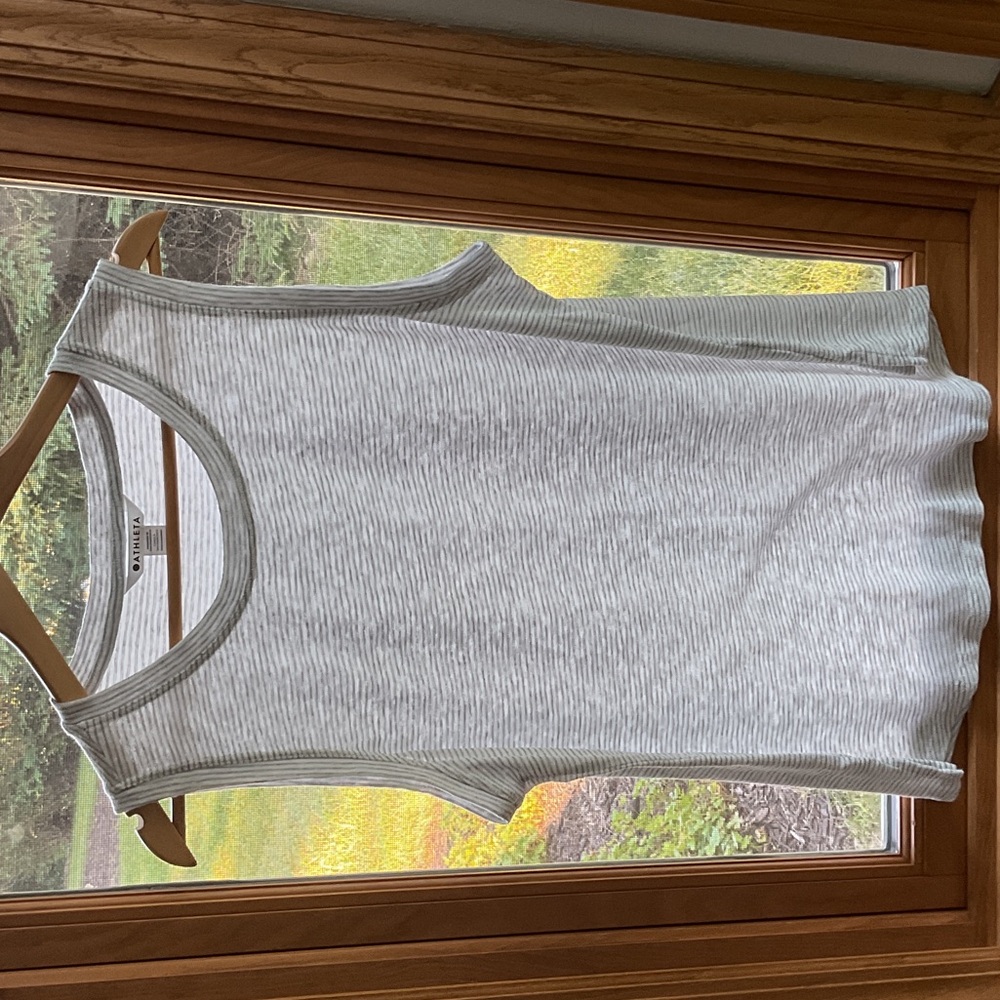 Athleta Light Gray Striped Tank Top